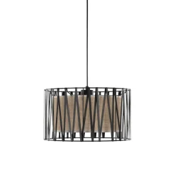 TK Lighting Hängelampe rund Ø 40 cm H: max. 165 cm Schwarz Braun