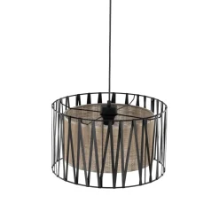 TK Lighting Hängelampe rund Ø 40 cm H: max. 165 cm Schwarz Braun