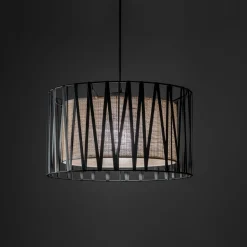 TK Lighting Hängelampe rund Ø 40 cm H: max. 165 cm Schwarz Braun