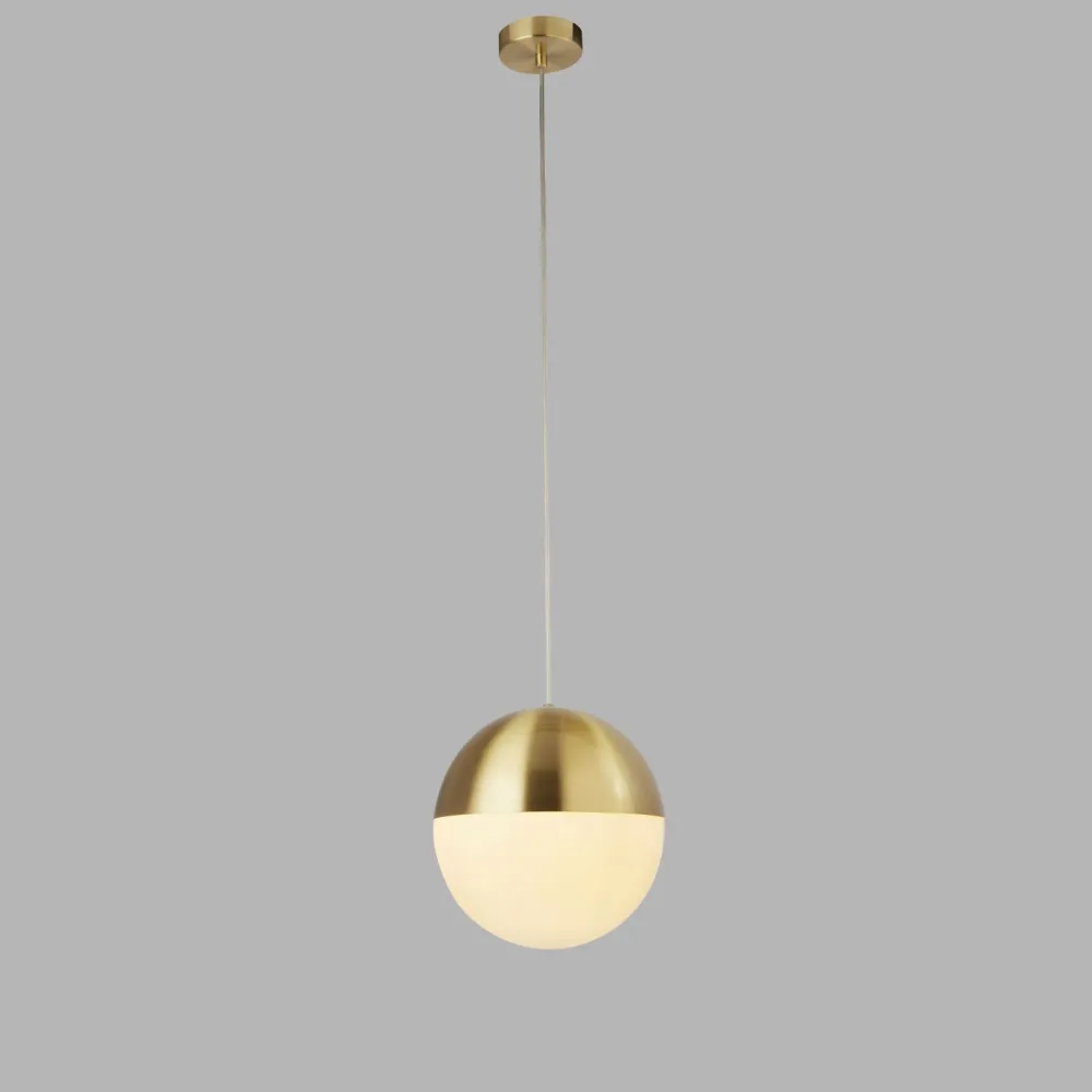 Sale Searchlight Hängelampe rund Ø 25 cm in Messing Weiß Metall Glas