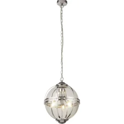 Hot Searchlight Hängelampe rund Ø 32 cm Jugendstil Kugel Schirm Chrom Klar