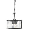 Outlet Searchlight Hängelampe rund Ø 50 cm Kristall Art Déco Schwarz Klar