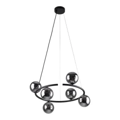 Best TK Lighting Hängelampe rund Ø 62 cm Metall Rauchglas 6x G9 BRENDAN