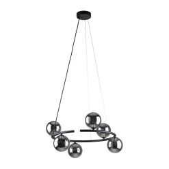 Best TK Lighting Hängelampe rund Ø 62 cm Metall Rauchglas 6x G9 BRENDAN