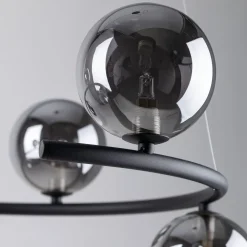 Best TK Lighting Hängelampe rund Ø 62 cm Metall Rauchglas 6x G9 BRENDAN