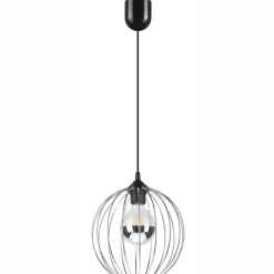 Lamkur Hängelampe rund Ø 24 cm Metall Draht Schwarz Chrom KARNA* Hängelampen|Bürolampen