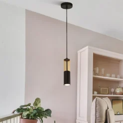 Sale Searchlight Hängelampe rund Ø 10 cm schmal GU10 Schwarz Bernstein