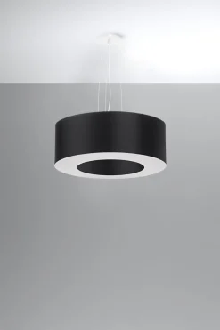 Sollux Hängelampe rund Ø 50 cm Schwarz Stoff Modern SANNY* Hängelampen|Wohnzimmerlampen