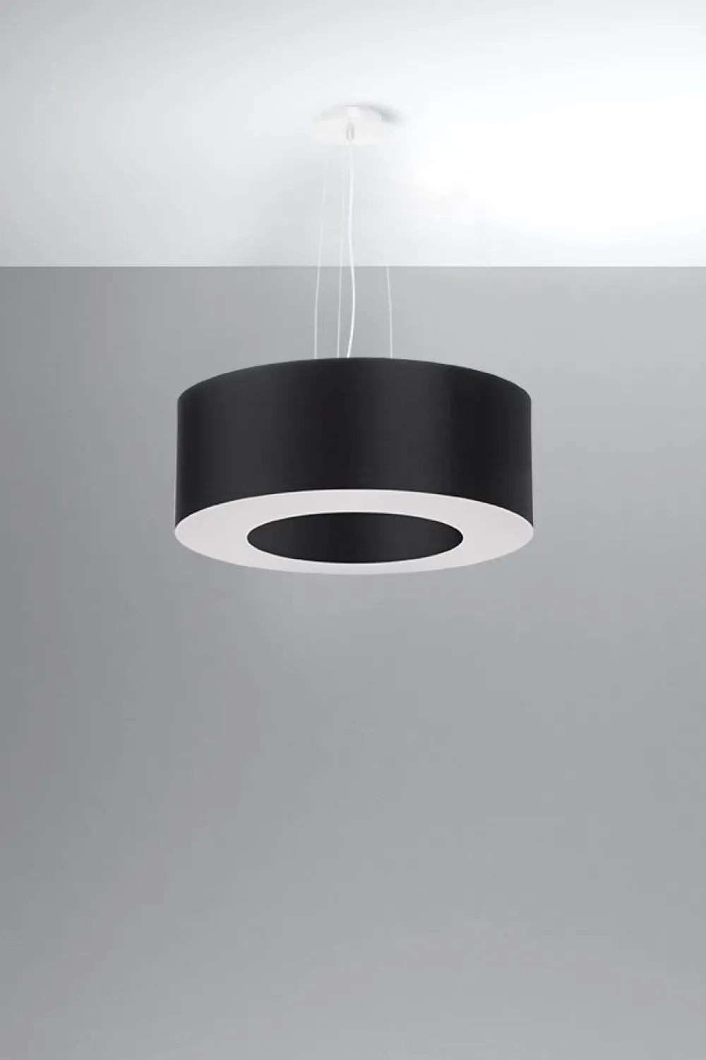Sollux Hängelampe rund Ø 50 cm Schwarz Stoff Modern SANNY* Hängelampen|Wohnzimmerlampen