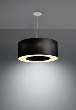 Sollux Hängelampe rund Ø 50 cm Schwarz Stoff Modern SANNY* Hängelampen|Wohnzimmerlampen