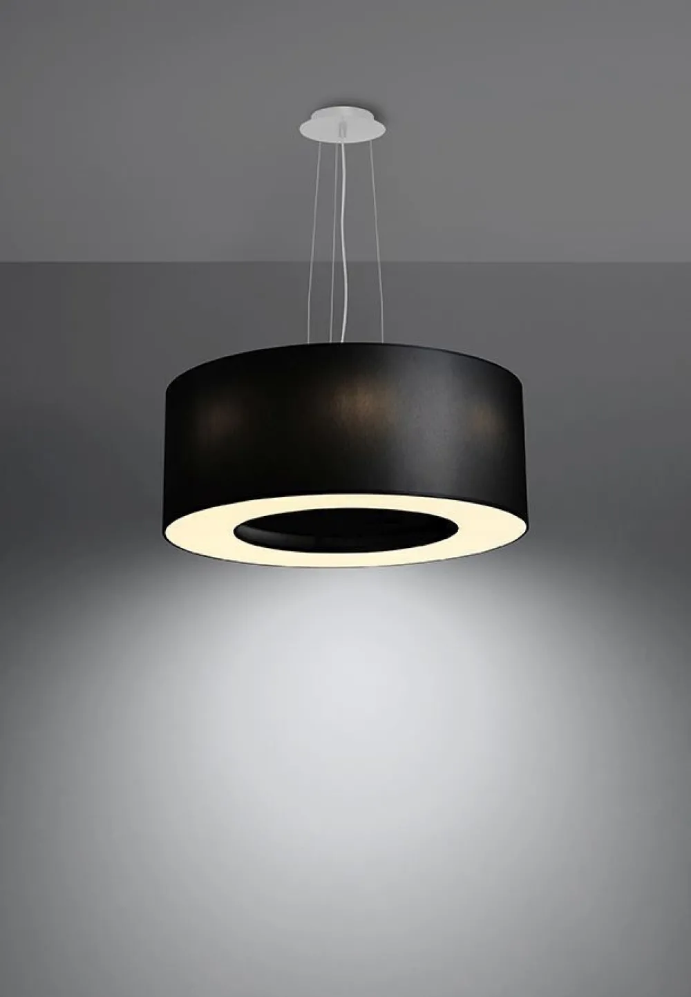 Sollux Hängelampe rund Ø 50 cm Schwarz Stoff Modern SANNY* Hängelampen|Wohnzimmerlampen