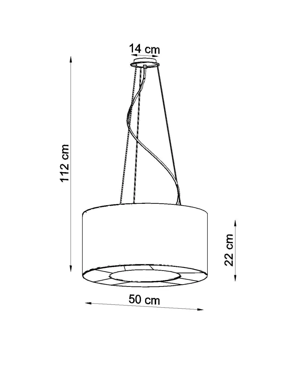 Sollux Hängelampe rund Ø 50 cm Schwarz Stoff Modern SANNY* Hängelampen|Wohnzimmerlampen