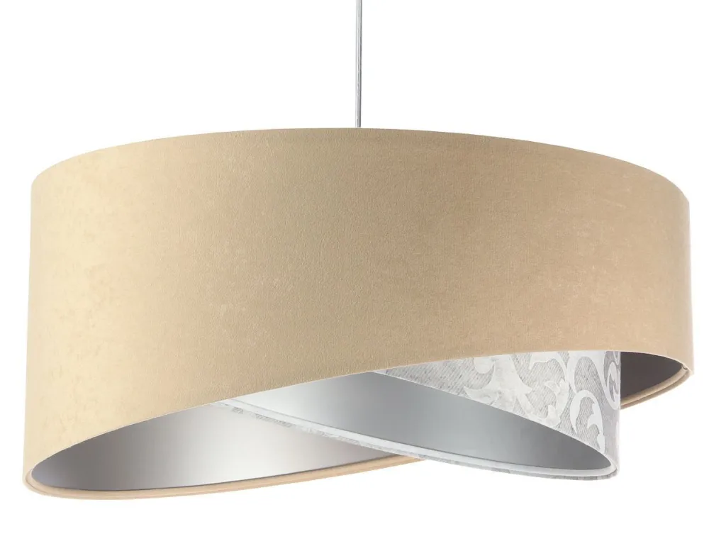 Clearance BPS Koncept Hängelampe rund Ø 50 cm Stoff Velours Optik E27 wohnlich