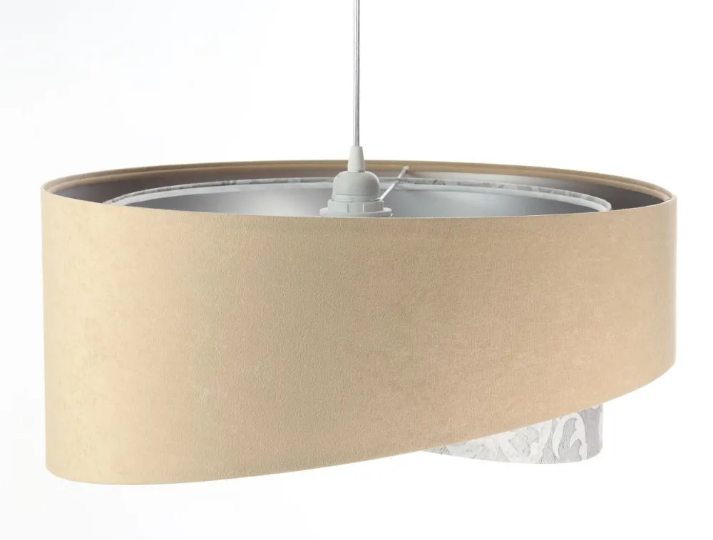 Clearance BPS Koncept Hängelampe rund Ø 50 cm Stoff Velours Optik E27 wohnlich