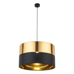 TK Lighting Hängelampe rund Ø 50 cm Stoff Metall E27 Schwarz Gold* Hängelampen|Esszimmer Lampen