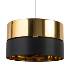 TK Lighting Hängelampe rund Ø 50 cm Stoff Metall E27 Schwarz Gold* Hängelampen|Esszimmer Lampen