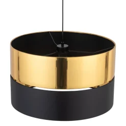 TK Lighting Hängelampe rund Ø 50 cm Stoff Metall E27 Schwarz Gold* Hängelampen|Esszimmer Lampen