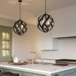 Elstead Hängelampe rund Ø50 cm 4x E14 Outdoor Terrasse* Kugellampen|Rustikale Lampen