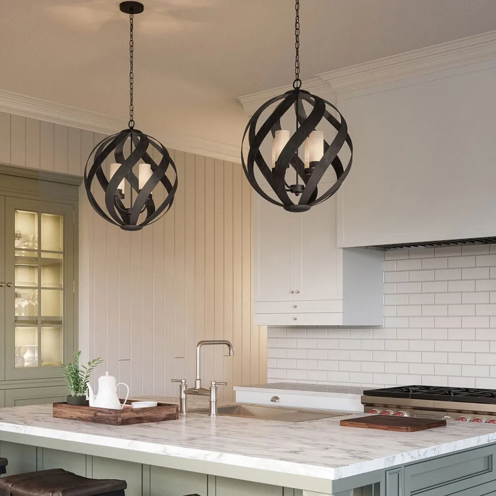 Elstead Hängelampe rund Ø50 cm 4x E14 Outdoor Terrasse* Kugellampen|Rustikale Lampen