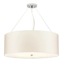 Elstead Hängelampe rund Ø66cm in Creme Chrom Stoffschirm* Moderne Lampen|Stofflampen