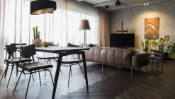 Online BPS Koncept Hängelampe rund D: 50 cm E27 Stoffschirm Schwarz Bunt Gold