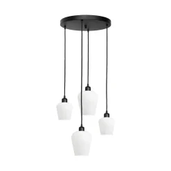 Giovanni Battista Hängelampe rund D: 49,5 cm Glas Messing Eisen Schwarz Weiß