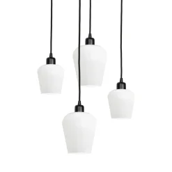 Giovanni Battista Hängelampe rund D: 49,5 cm Glas Messing Eisen Schwarz Weiß