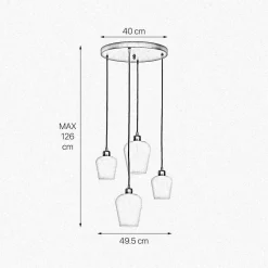 Giovanni Battista Hängelampe rund D: 49,5 cm Glas Messing Eisen Schwarz Weiß