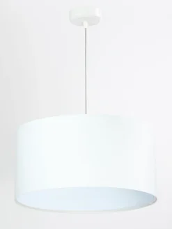 Online BPS Koncept Hängelampe rund Weiß Stoff Retro Wohnzimmer JERRY