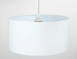 Online BPS Koncept Hängelampe rund Weiß Stoff Retro Wohnzimmer JERRY