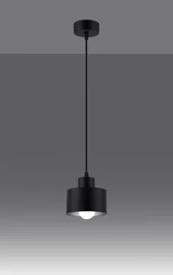 Discount Sollux Hängelampe Schwarz Ø 12 cm klein Metall Retro E27