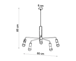 Sollux Hängelampe Schwarz Ø 60 cm Retro 5-flammig E27* Hängelampen|Wohnzimmerlampen
