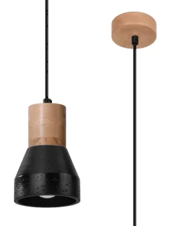 Outlet Sollux Hängelampe Schwarz Beton Holz Skandinavisch Ø 12 cm