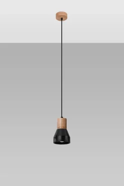 Outlet Sollux Hängelampe Schwarz Beton Holz Skandinavisch Ø 12 cm