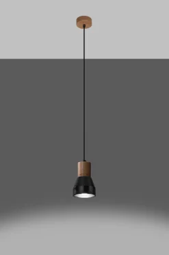 Outlet Sollux Hängelampe Schwarz Beton Holz Skandinavisch Ø 12 cm