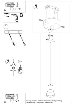 Outlet Sollux Hängelampe Schwarz Beton Holz Skandinavisch Ø 12 cm