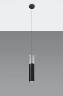 Sollux Hängelampe Schwarz Beton Metall Ø8cm GU10 JUNIA* Hängelampen|Esszimmer Lampen