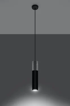 Sollux Hängelampe Schwarz Beton Metall Ø8cm GU10 JUNIA* Hängelampen|Esszimmer Lampen