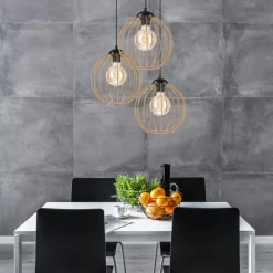 Lamkur Hängelampe Schwarz Braungold Ø 50 cm Metall cm verstellbar* Hängelampen|Esszimmer Lampen