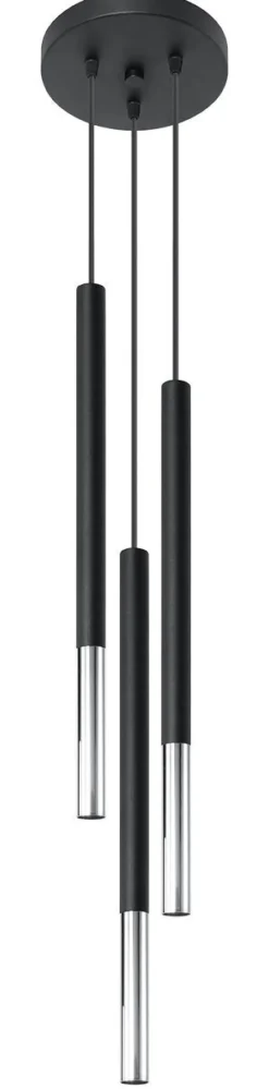 Sollux Hängelampe Schwarz Chrom 3-flammig Metall verstellbar* Moderne Lampen|Wohnzimmerlampen