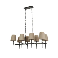 Searchlight Hängelampe Schwarz Creme B: 91 cm 8x E14 Stoff Metall* Hängelampen|Bürolampen