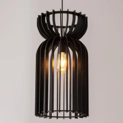 New Nowodvorski Hängelampe Schwarz E27 Holz höhenverstellbar wohnlich