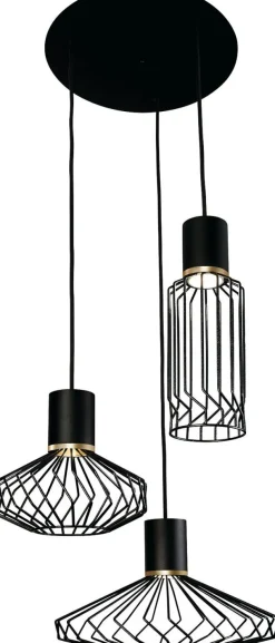 Best Nowodvorski Hängelampe Schwarz Echt-Messing 3-flmg 35W NOELIA