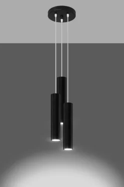 Sollux Hängelampe Schwarz 3-flammig Ø 20 cm Metall GU10* Hängelampen|Esszimmer Lampen