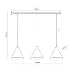 TK Lighting Hängelampe Schwarz 3-flammig Metall E27 höhenverstellbar