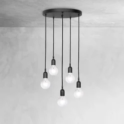 Giovanni Battista Hängelampe Schwarz 5-flammig E27 Ø 40 cm Messing Eisen* Bürolampen|Lampen Aus Aller Welt