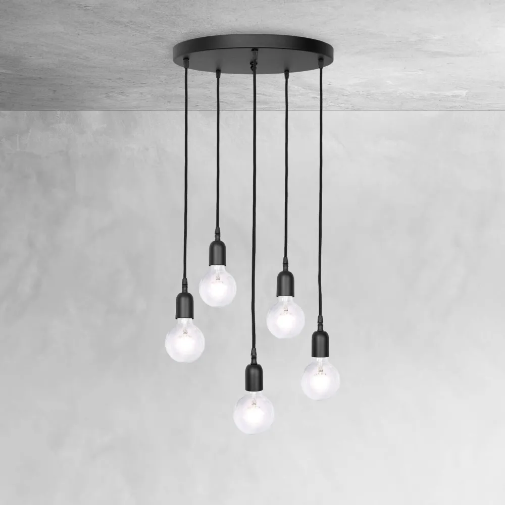 Giovanni Battista Hängelampe Schwarz 5-flammig E27 Ø 40 cm Messing Eisen* Bürolampen|Lampen Aus Aller Welt