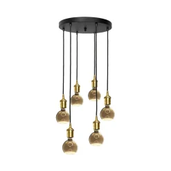 Giovanni Battista Hängelampe Schwarz für 6x E27 Ø 40 cm Messing Eisen* Bürolampen|Lampen Aus Aller Welt