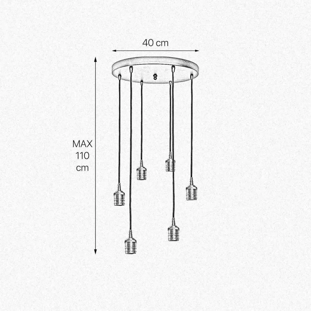 Giovanni Battista Hängelampe Schwarz für 6x E27 Ø 40 cm Messing Eisen* Bürolampen|Lampen Aus Aller Welt