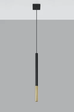 Sollux Hängelampe Schwarz Gold Ø 2,5 cm schmal Metall Zylinder* Wohnzimmerlampen|Moderne Lampen